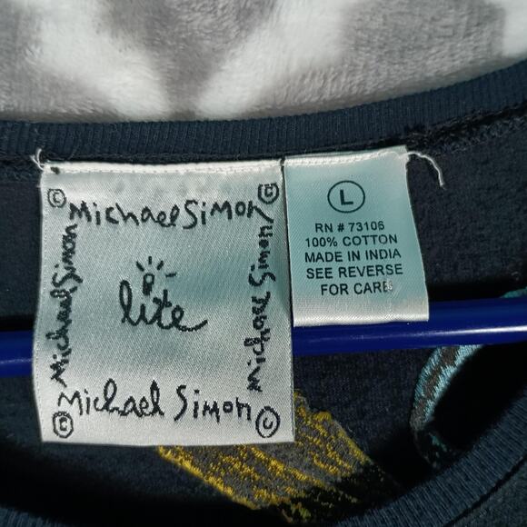 Michael Simon Lite Dress Womens Large Black Embroidered Floral Knit Maxi Boho - Picture 2 of 12